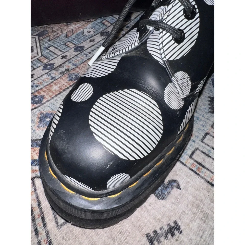 Dr. Martens Unisex 1461 Black + White Polka Dot Smooth Leather‎ Platforms L10/M9